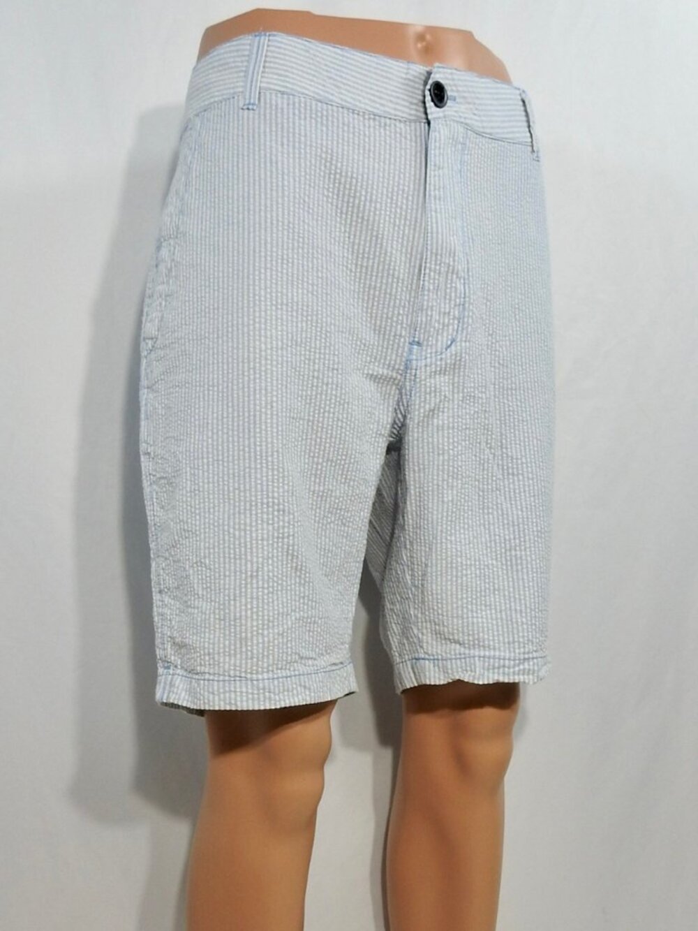 Union Mens Sz 38 (39) Blue & White Seersucker Shorts 100% Cotton Chino Golf